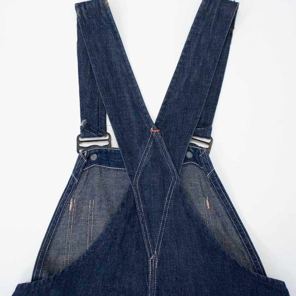 VINTAGE 1940’s indigo overalls with wreath buttons size small - Picture 6 of 8